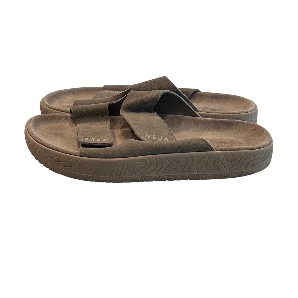 Veja Suede Slide‎ Sandals Taupe Beige Adjustable Straps Mens 11 US 42 EU Brazil